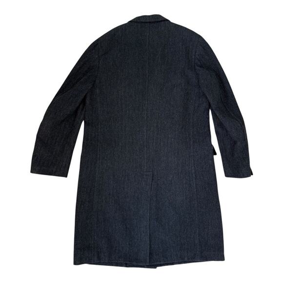 Vintage 1950’s Charcoal Gray Wool Herringbone Tweed Overcoat Jacket Men’s Large - Picture 2 of 9